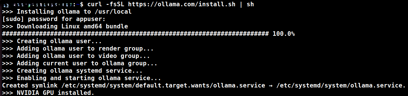 Ollama detects our GPU